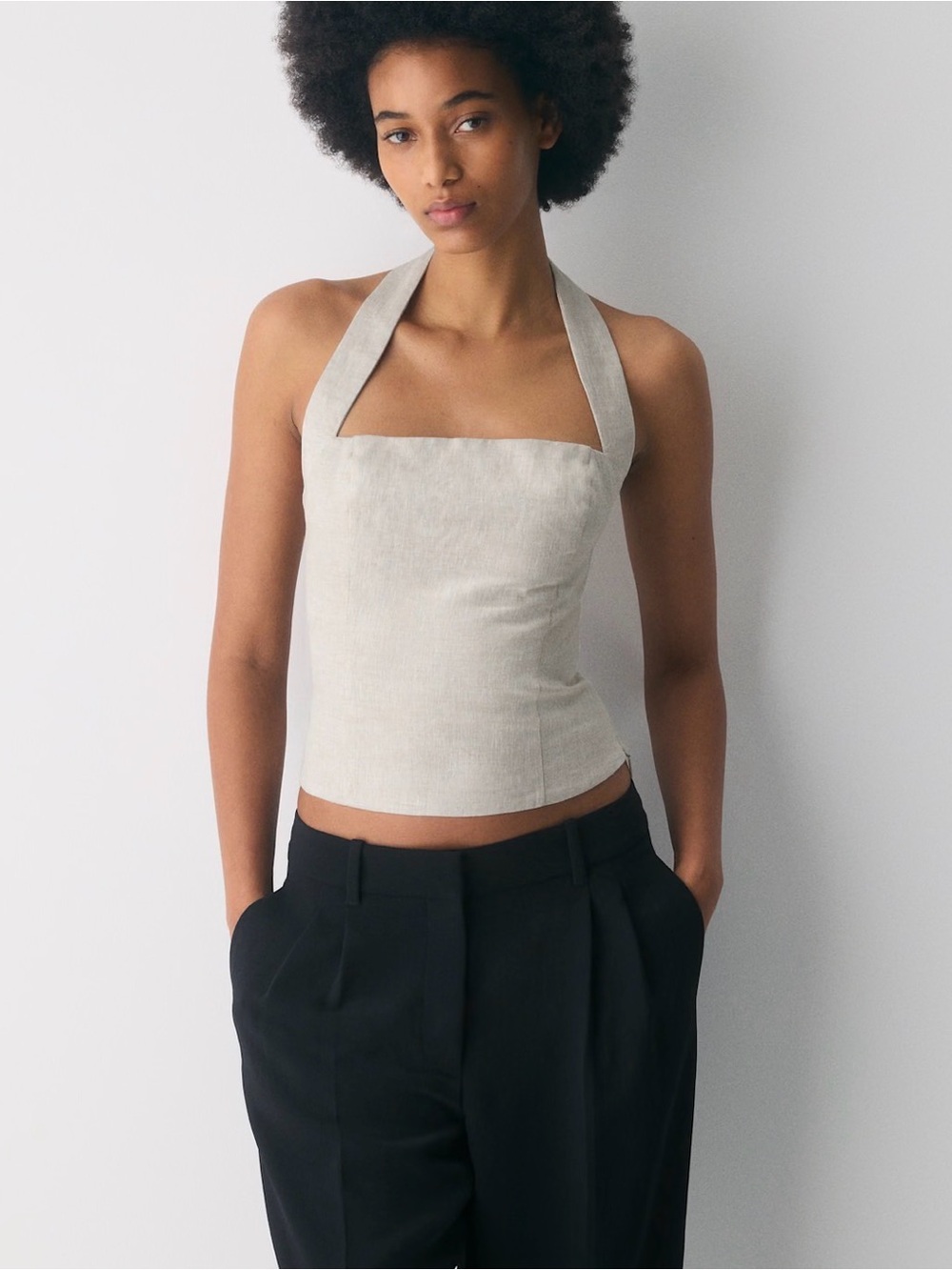 Aritzia Wilfred Linen Halter Top